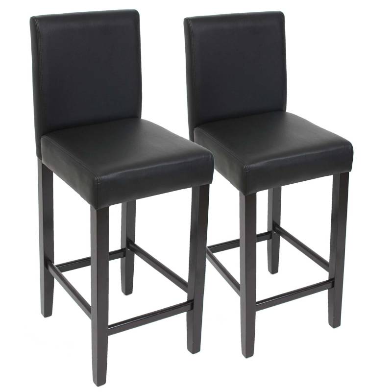 PROREGAL 2er-Set Barhocker Gepolstert Mit Lehne Barstuhl Kunstleder Sitzhöhe 74cm Dunkle Füße Schwarz von PROREGAL