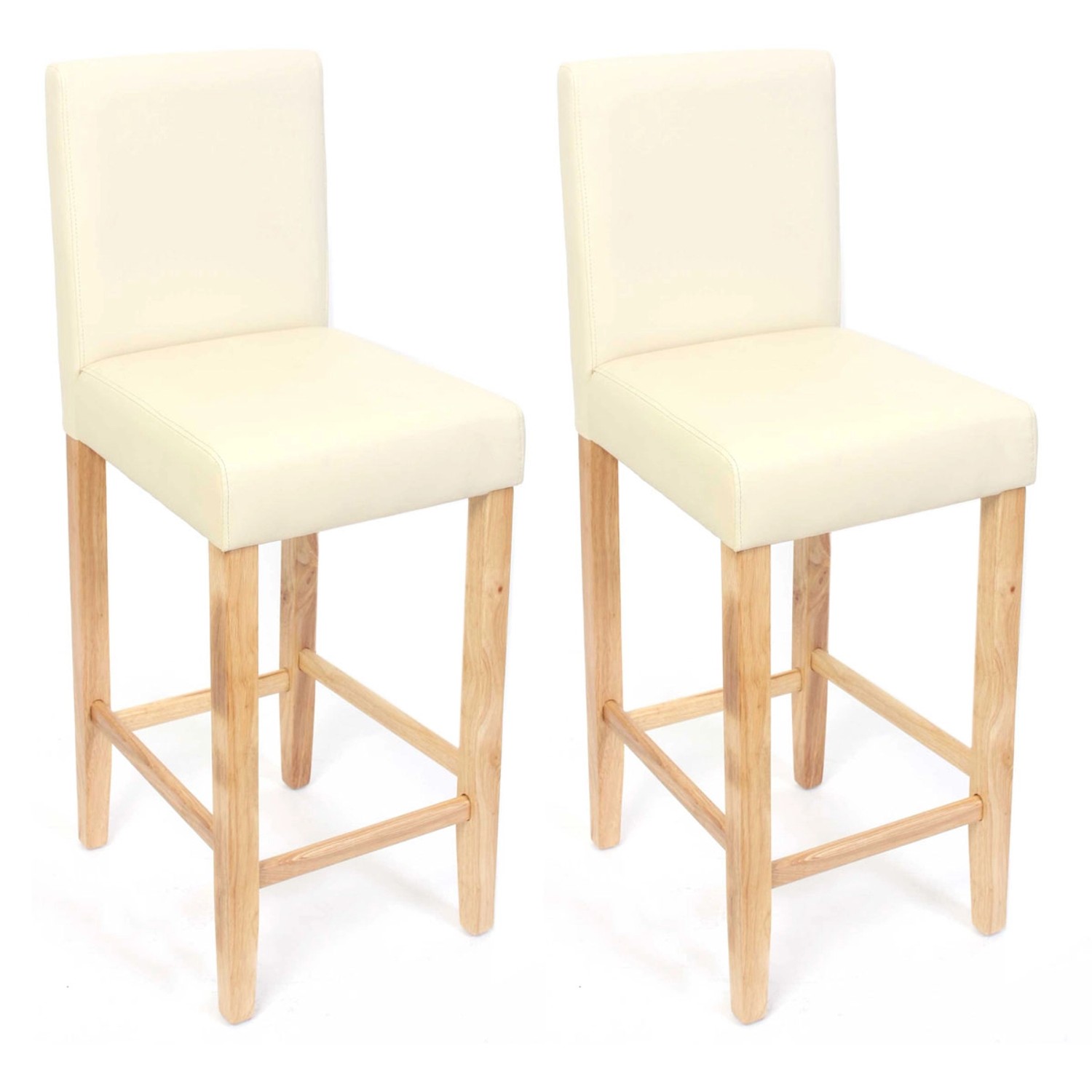 PROREGAL 2er-Set Barhocker Gepolstert Mit Lehne Barstuhl Kunstleder Sitzhöhe 74cm Helle Füße Creme von PROREGAL