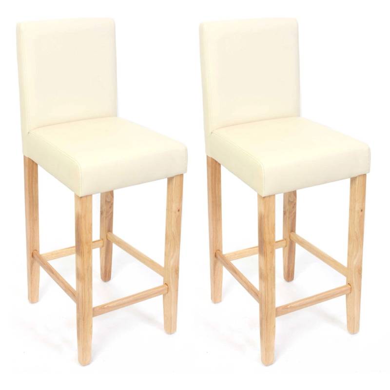 PROREGAL 2er-Set Barhocker Gepolstert Mit Lehne Barstuhl Kunstleder Sitzhöhe 74cm Helle Füße Creme von PROREGAL