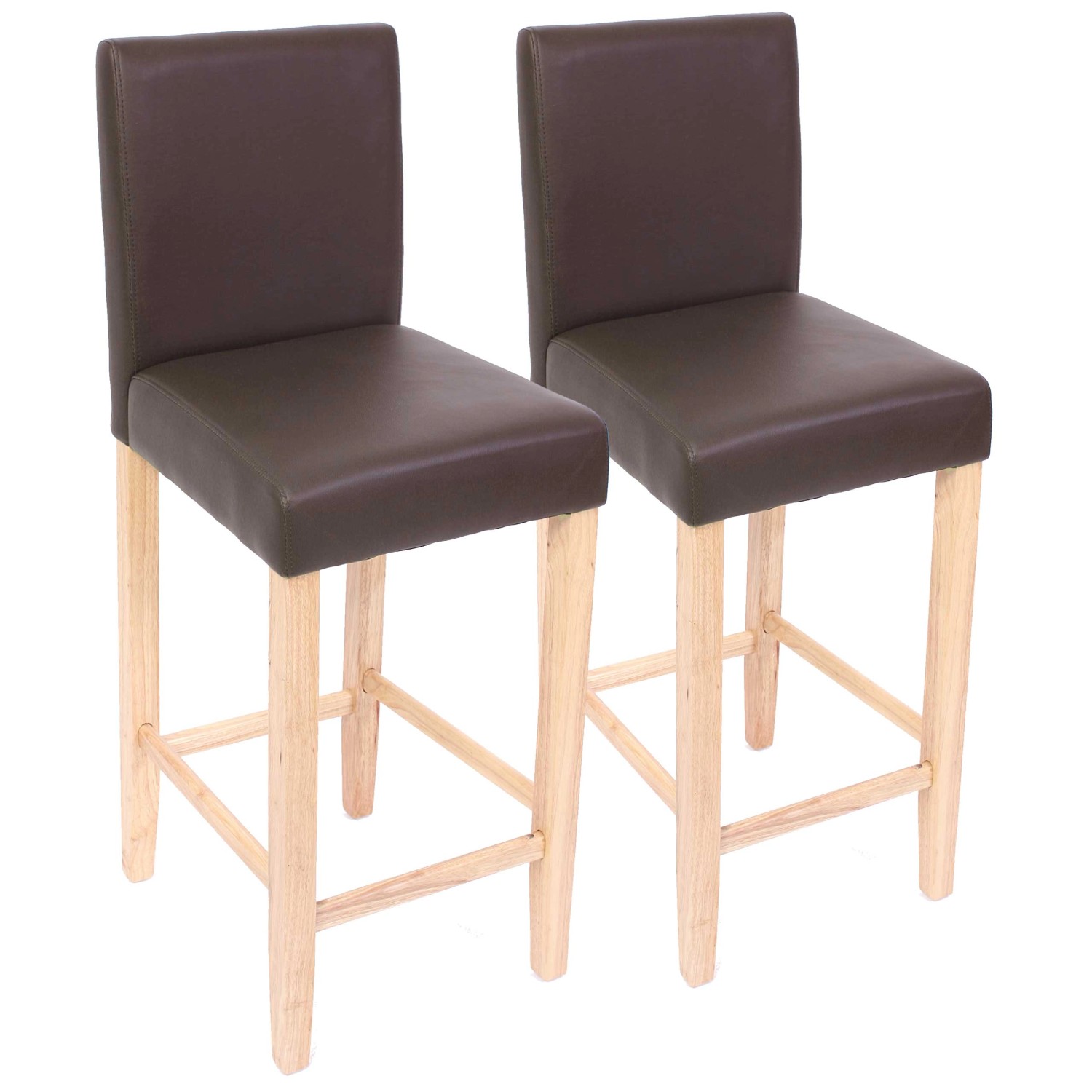 PROREGAL 2er-Set Barhocker Gepolstert Mit Lehne Barstuhl Leder Sitzhöhe 74cm Helle Füße Braun von PROREGAL