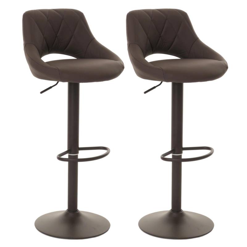 PROREGAL 2er-Set Barhocker Gepolstert Mit Lehne Sitzhöhe 60-82cm Fußablage Drehbar Kunstleder Metall Braun Barstuhl Tresenhocker von PROREGAL