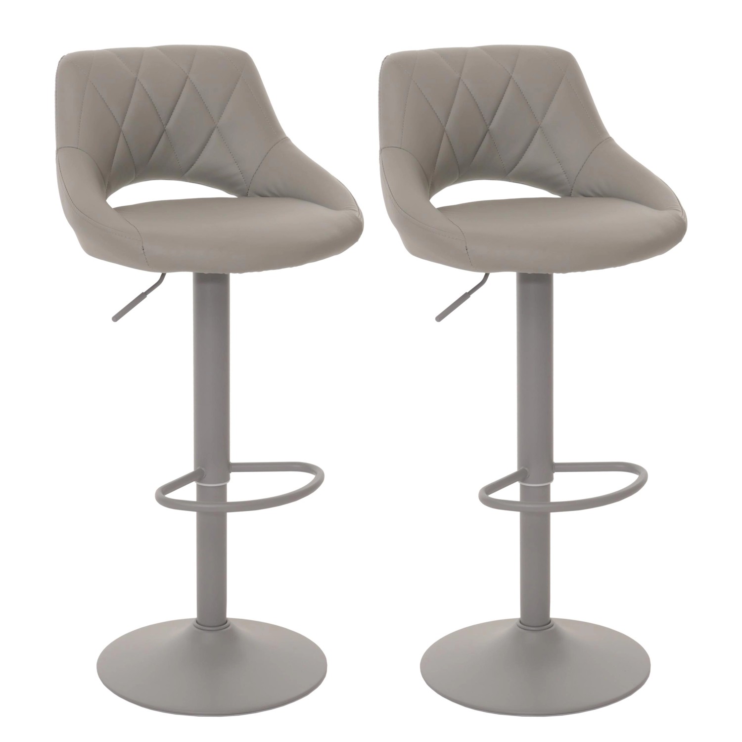 PROREGAL 2er-Set Barhocker Gepolstert Mit Lehne Sitzhöhe 60-82cm Fußablage Drehbar Kunstleder Metall Grau Barstuhl Tresenhocker von PROREGAL