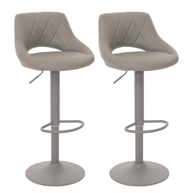 PROREGAL 2er-Set Barhocker Gepolstert Mit Lehne Sitzhöhe 60-82cm Fußablage Drehbar Kunstleder Metall Grau Barstuhl Tresenhocker von PROREGAL