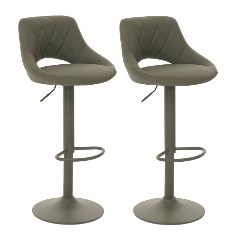 PROREGAL 2er-Set Barhocker Gepolstert Mit Lehne Sitzhöhe 60-82cm Fußablage Drehbar Kunstleder Metall Grün Barstuhl Tresenhocker von PROREGAL