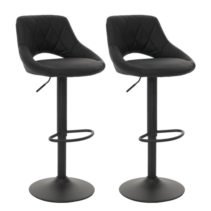 PROREGAL 2er-Set Barhocker Gepolstert Mit Lehne Sitzhöhe 60-82cm Fußablage Drehbar Kunstleder Metall Schwarz Barstuhl Tresenhocker von PROREGAL