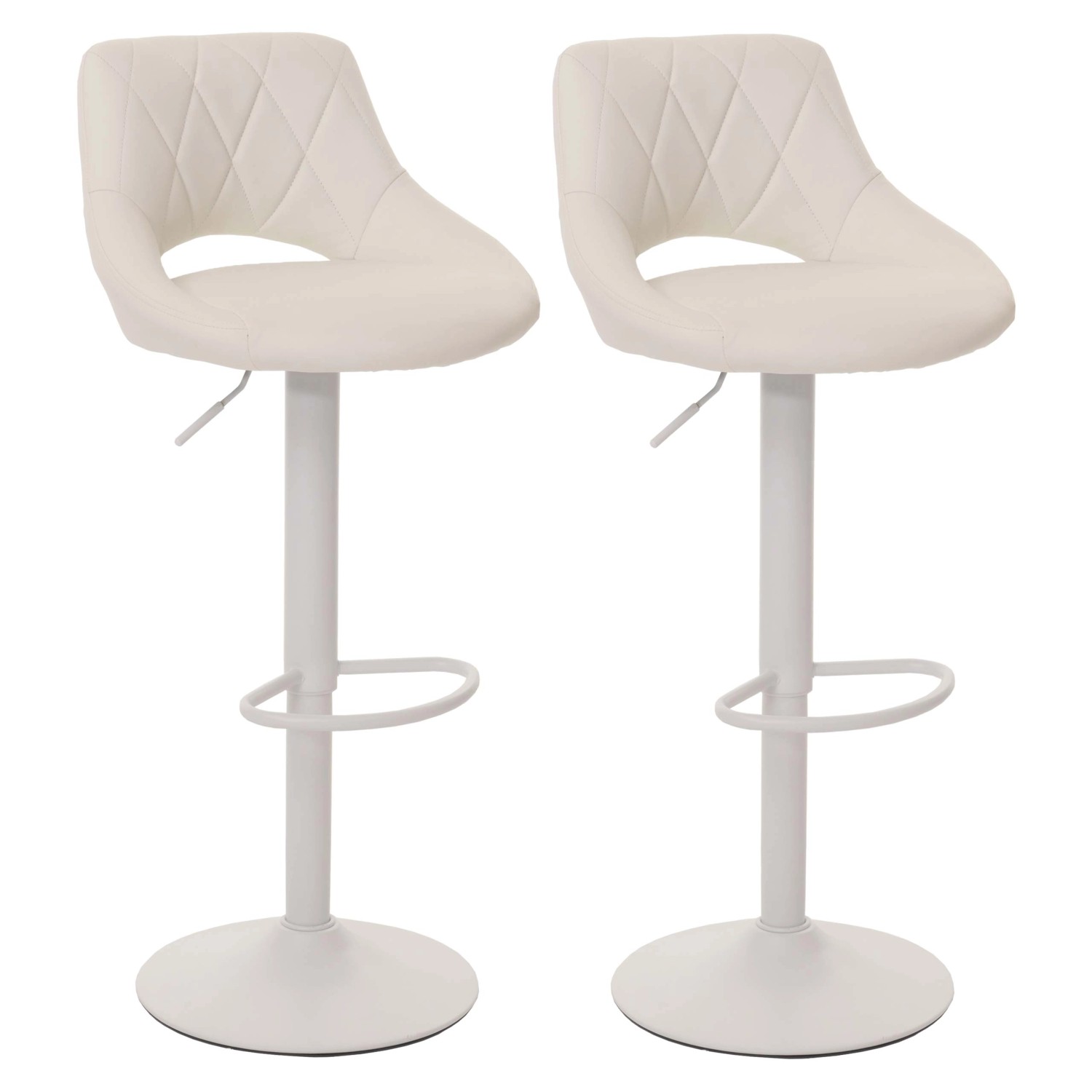PROREGAL 2er-Set Barhocker Gepolstert Mit Lehne Sitzhöhe 60-82cm Fußablage Drehbar Kunstleder Metall Weiß Barstuhl Tresenhocker von PROREGAL