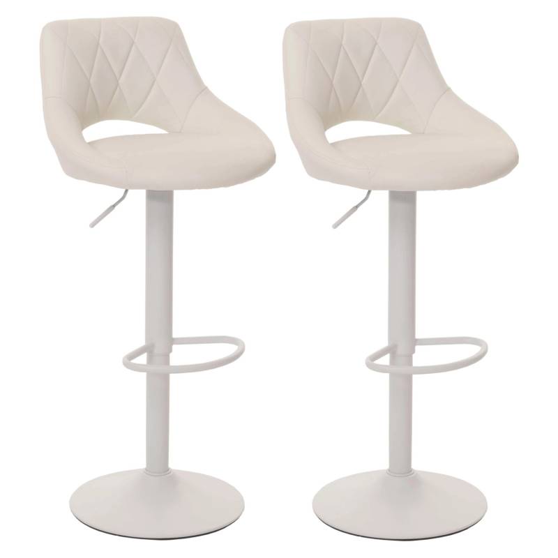 PROREGAL 2er-Set Barhocker Gepolstert Mit Lehne Sitzhöhe 60-82cm Fußablage Drehbar Kunstleder Metall Weiß Barstuhl Tresenhocker von PROREGAL