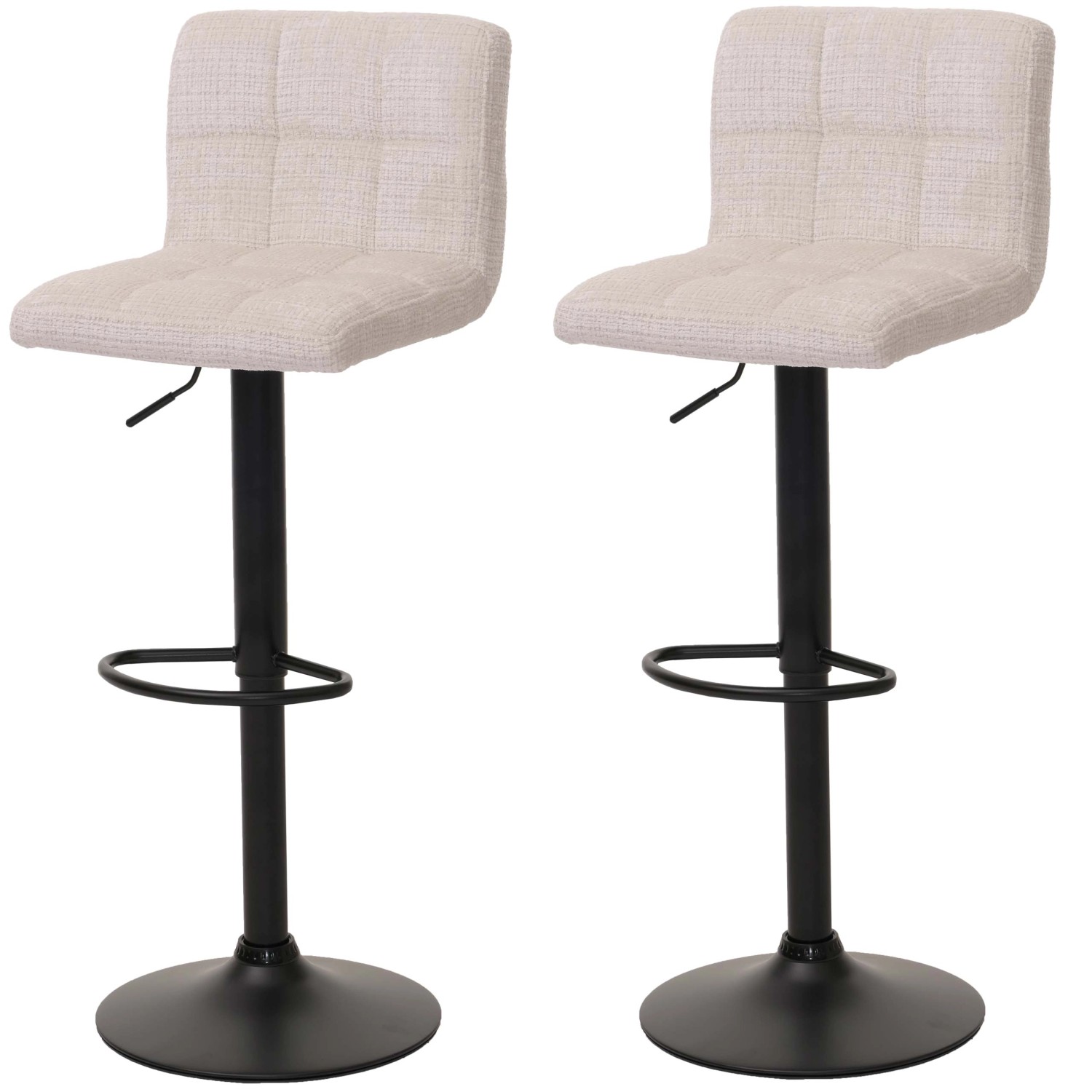 PROREGAL 2er-Set Barhocker Gepolstert Mit Lehne Sitzhöhe 63-83cm Höhenverstellbar Drehbar Stoff Chenille Creme-Beige Tresenhocker Barstuhl von PROREGAL