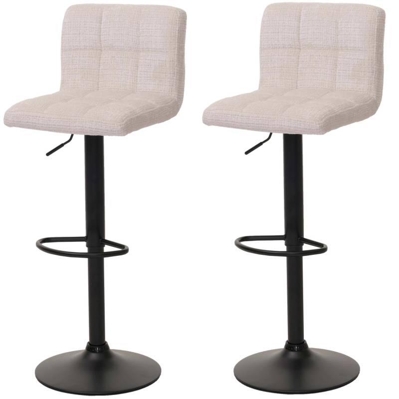PROREGAL 2er-Set Barhocker Gepolstert Mit Lehne Sitzhöhe 63-83cm Höhenverstellbar Drehbar Stoff Chenille Creme-Beige Tresenhocker Barstuhl von PROREGAL