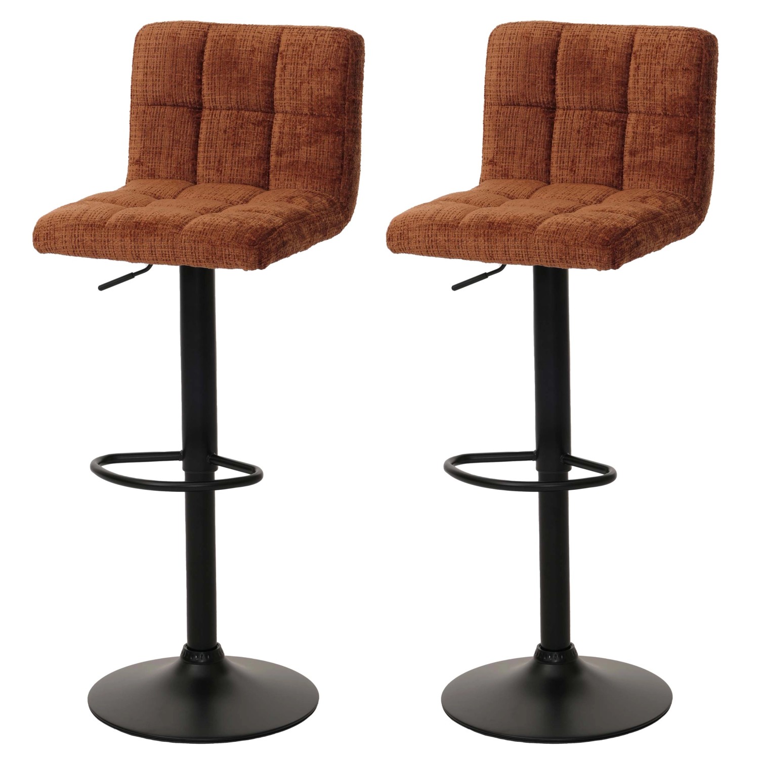 PROREGAL 2er-Set Barhocker Gepolstert Mit Lehne Sitzhöhe 63-83cm Höhenverstellbar Drehbar Stoff Chenille Terracotta Tresenhocker Barstuhl von PROREGAL