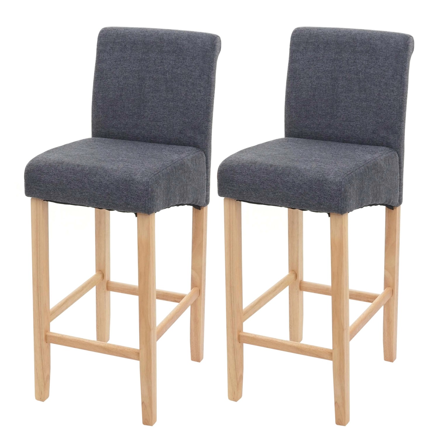 PROREGAL 2er-Set Barhocker Gepolstert Mit Lehne Sitzhöhe 75cm Holz Dunkelgrau Helle Beine Stoff/Textil Barstuhl Tresenhocker von PROREGAL