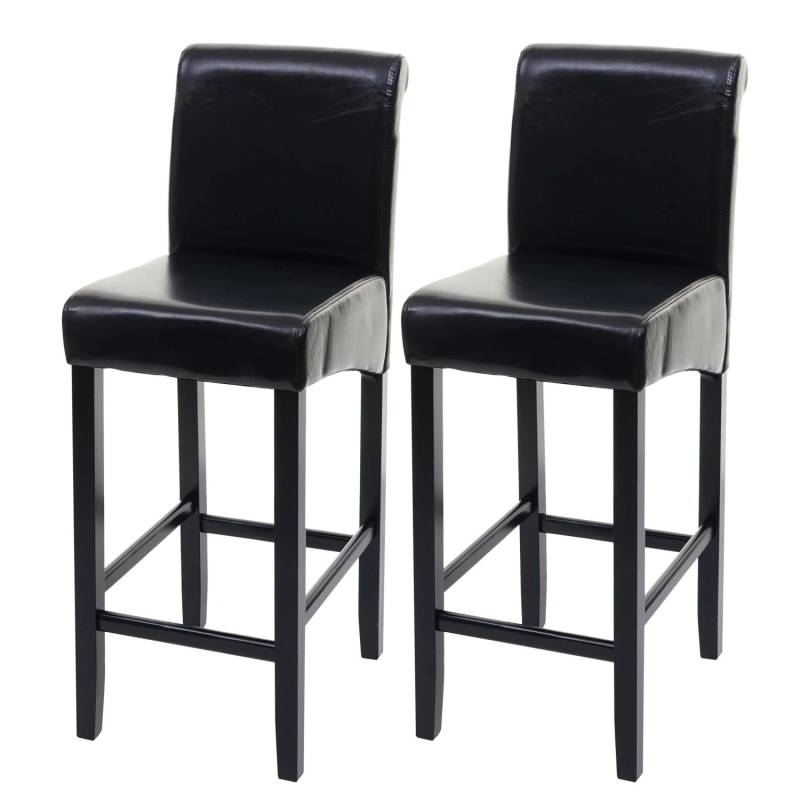PROREGAL 2er-Set Barhocker Gepolstert Mit Lehne Sitzhöhe 75cm Holz Schwarz Dunkle Beine Leder Barstuhl Tresenhocker von PROREGAL