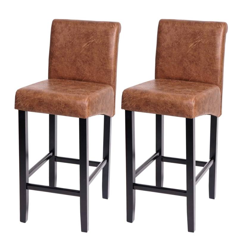 PROREGAL 2er-Set Barhocker Gepolstert Mit Lehne Sitzhöhe 75cm Holz Wildlederimitat Dunkle Beine Stoff/Textil Barstuhl Tresenhocker von PROREGAL