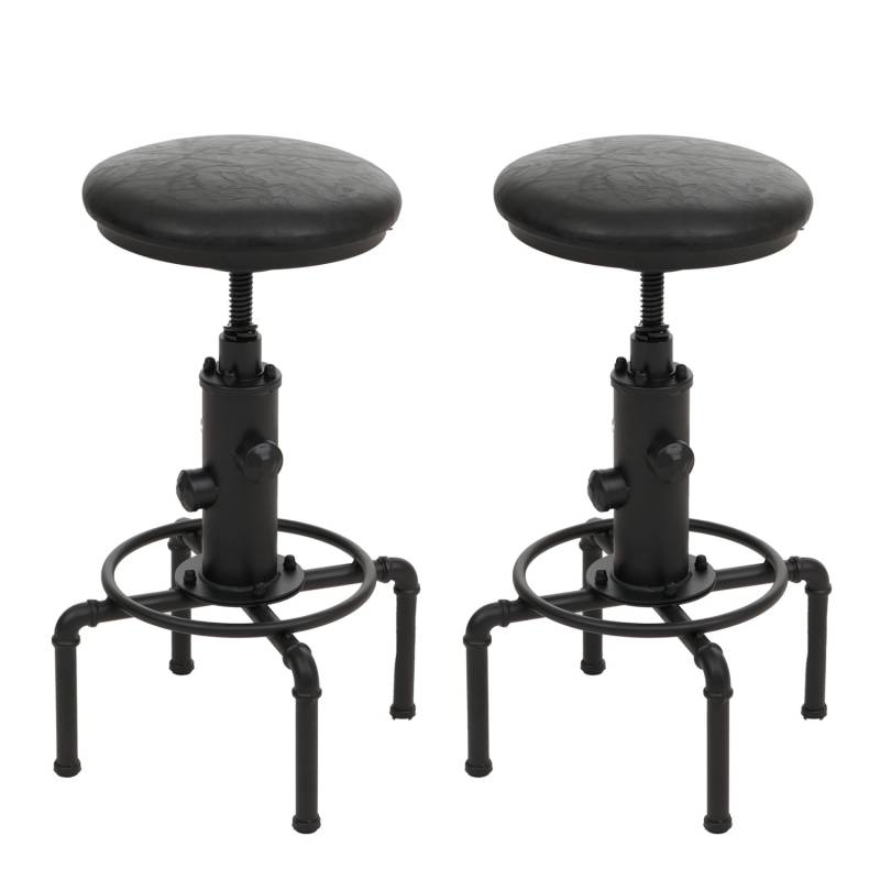 PROREGAL 2er-Set Barhocker Gepolstert Sitzhöhe 62-85cm Schwarz Barstuhl Tresenhocker Höhenverstellbar Drehbar Industrial Metall Kunstleder von PROREGAL