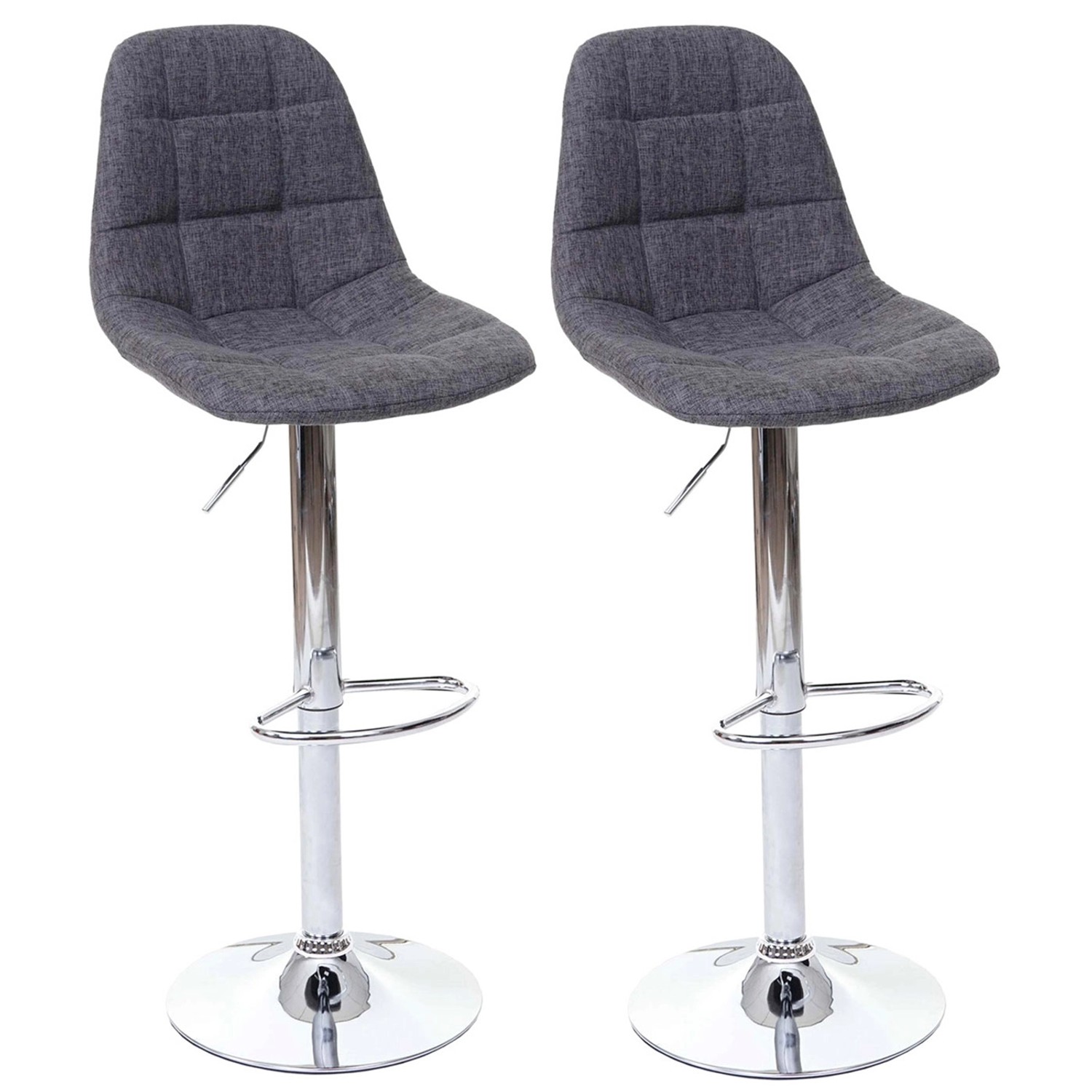 PROREGAL 2er-Set Barhocker Gepolstert Und Höhenverstellbar Mit Lehne Sitzhöhe 61cm Grau Textil Barstuhl Tresenhocker von PROREGAL