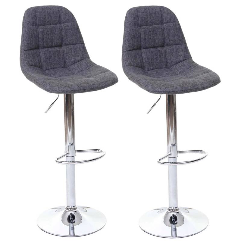 PROREGAL 2er-Set Barhocker Gepolstert Und Höhenverstellbar Mit Lehne Sitzhöhe 61cm Grau Textil Barstuhl Tresenhocker von PROREGAL