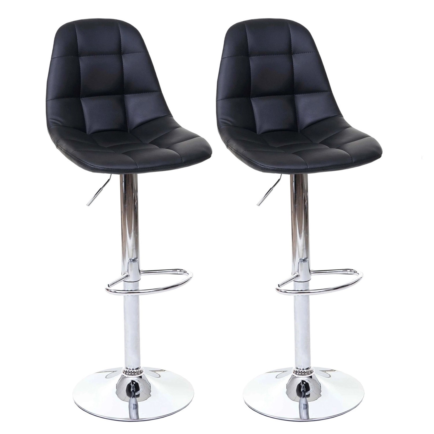 PROREGAL 2er-Set Barhocker Gepolstert Und Höhenverstellbar Mit Lehne Sitzhöhe 61cm Schwarz Kunstleder Barstuhl Tresenhocker von PROREGAL