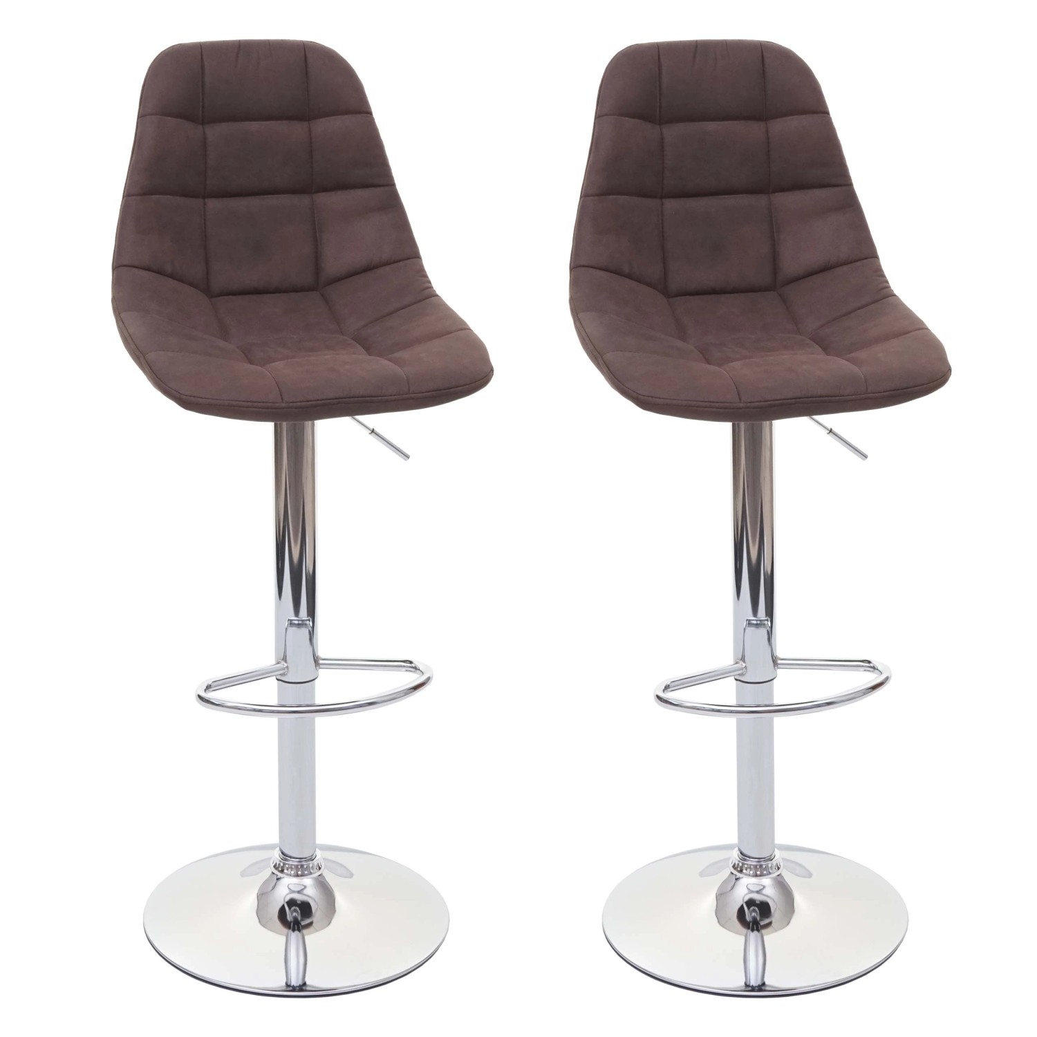 PROREGAL 2er-Set Barhocker Gepolstert Und Höhenverstellbar Mit Lehne Sitzhöhe 61cm Vintage Dunkelbraun Textil Barstuhl Tresenhocker von PROREGAL