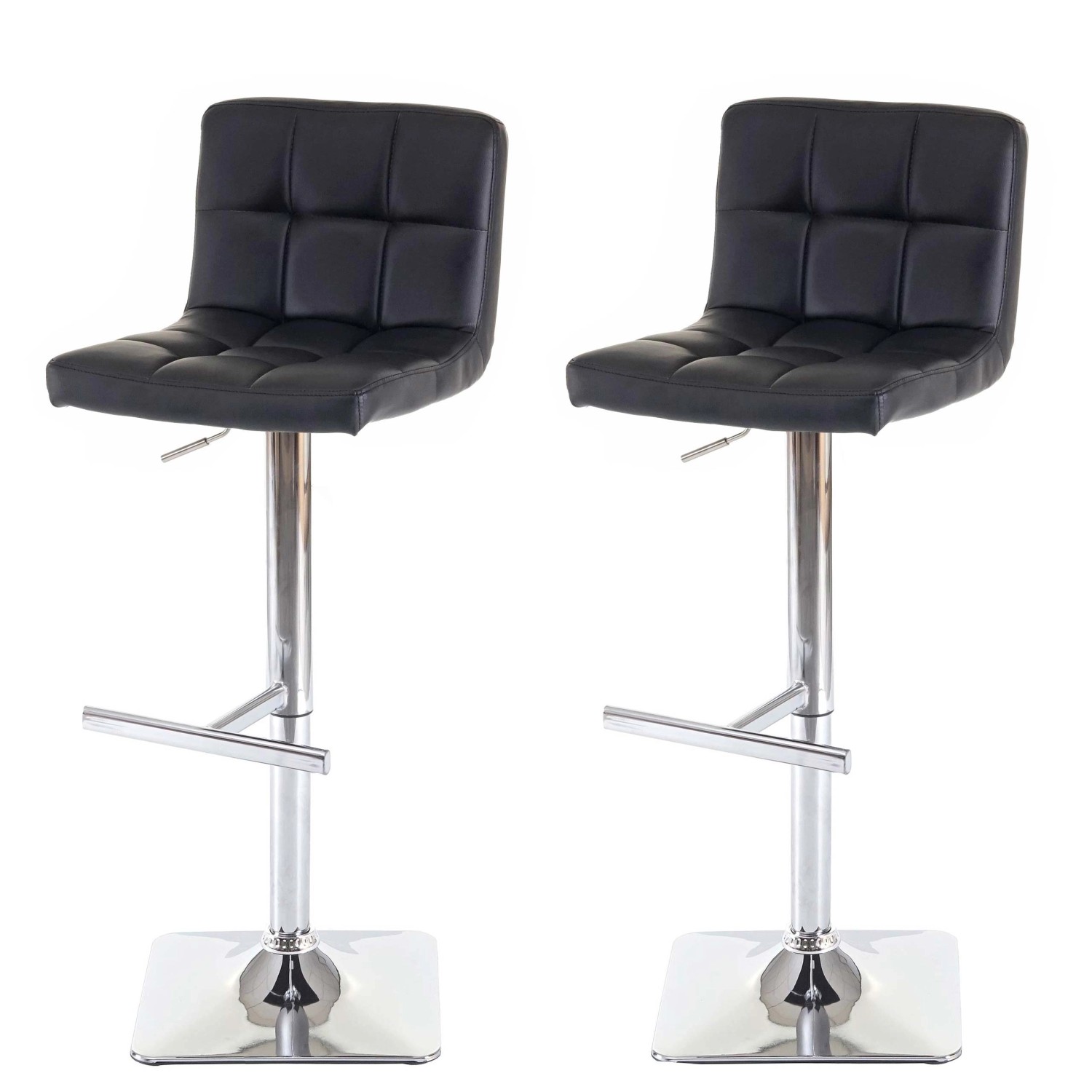PROREGAL 2er-Set Barhocker Gepolstert Und Höhenverstellbar Mit Lehne Sitzhöhe 63-84cm Mit Lehne Drehbar Kunstleder Schwarz Chromfuß Barstuhl von PROREGAL