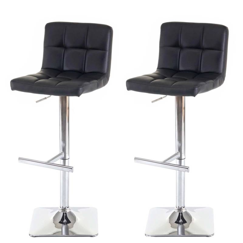 PROREGAL 2er-Set Barhocker Gepolstert Und Höhenverstellbar Mit Lehne Sitzhöhe 63-84cm Mit Lehne Drehbar Kunstleder Schwarz Chromfuß Barstuhl von PROREGAL