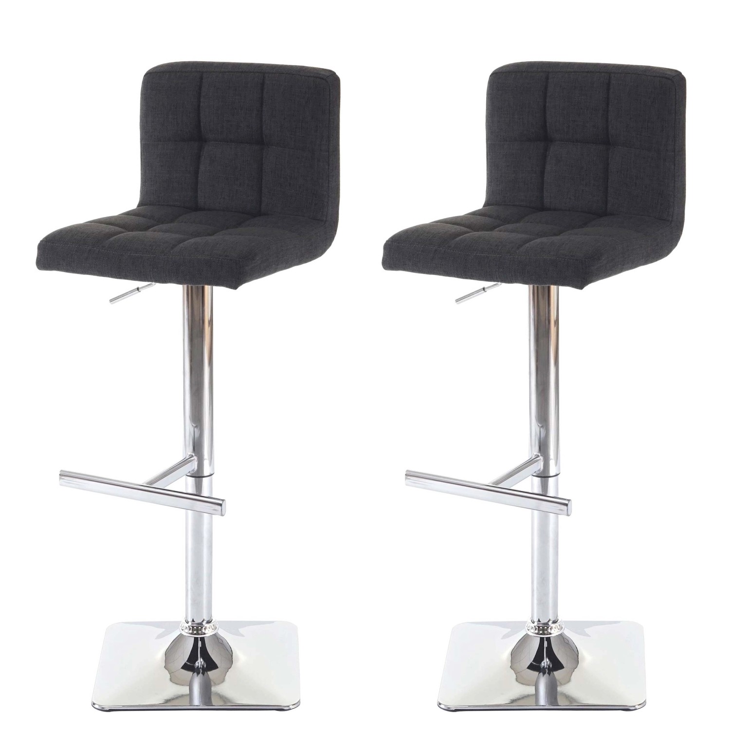 PROREGAL 2er-Set Barhocker Gepolstert Und Höhenverstellbar Mit Lehne Sitzhöhe 63-84cm Mit Lehne Drehbar Stoff/Textil Dunkelgrau Chromfuß Barstuhl PROREGAL 2er-Set Barhocker Gepolstert Und Höhenverstellbar Mit Lehne Sitzhöhe 63-84cm Mit Lehne Drehbar Stoff/Textil Dunkelgrau Chromfuß Barstuhl von PROREGAL