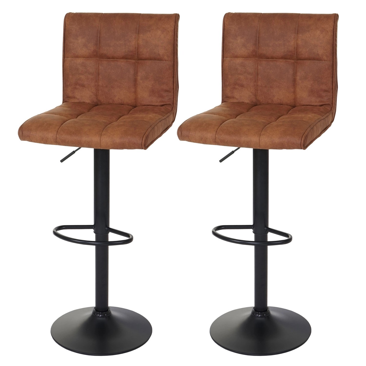 PROREGAL 2er-Set Barhocker Gepolstert Und Höhenverstellbar Mit Lehne Sitzhöhe 64-85cm Wildlederimitat Vintage Hellbraun Barstuhl Tresenhocker von PROREGAL