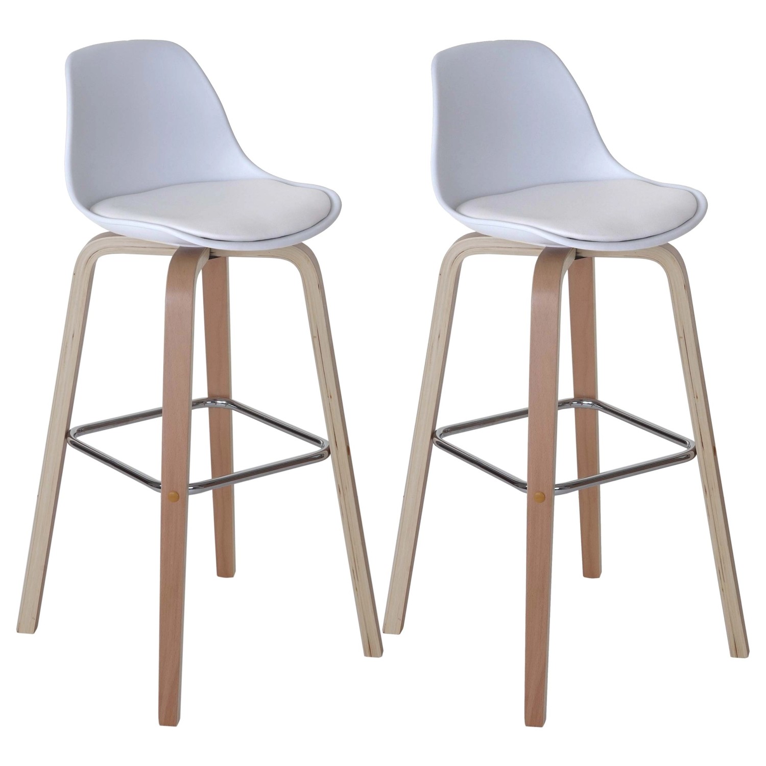 PROREGAL 2er-Set Barhocker Mit Lehne Einfach Sitzhöhe 76cm Kunstleder Weiß Barstuhl Tresenhocker Mit Lehne von PROREGAL