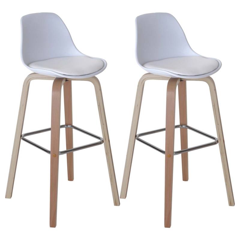 PROREGAL 2er-Set Barhocker Mit Lehne Einfach Sitzhöhe 76cm Kunstleder Weiß Barstuhl Tresenhocker Mit Lehne von PROREGAL