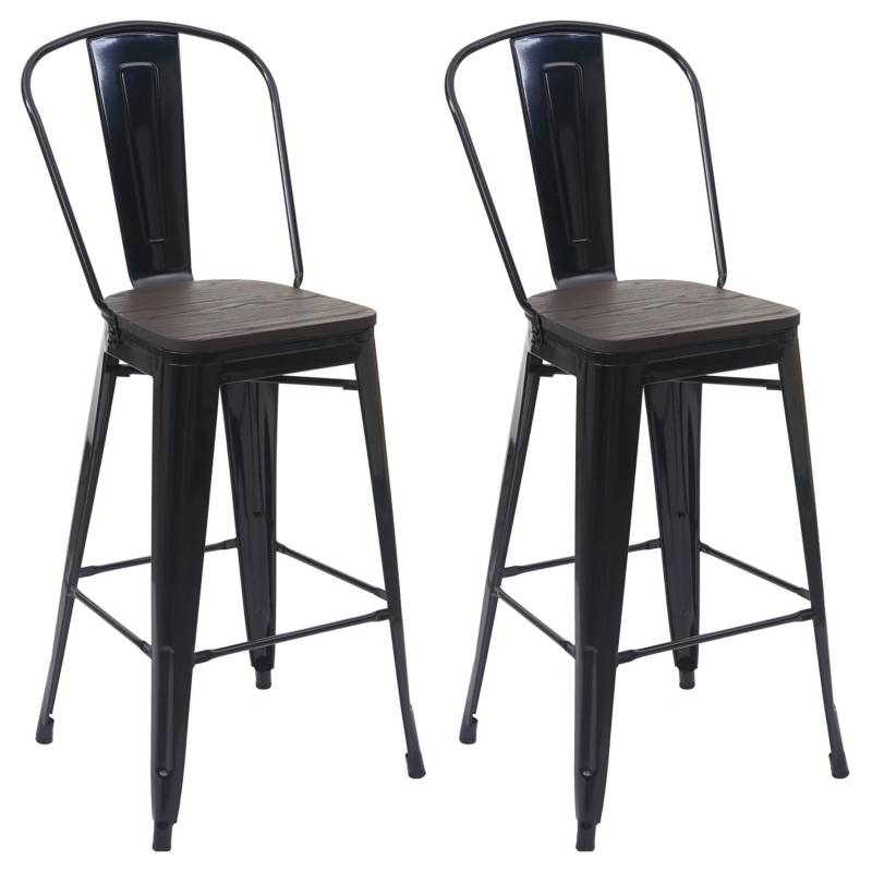 PROREGAL 2er-Set Barhocker Mit Lehne Inkl. Holz-Sitzfläche Sitzhöhe 77cm Metall Industriedesign Schwarz Barstuhl Tresenhocker Mit Lehne von PROREGAL