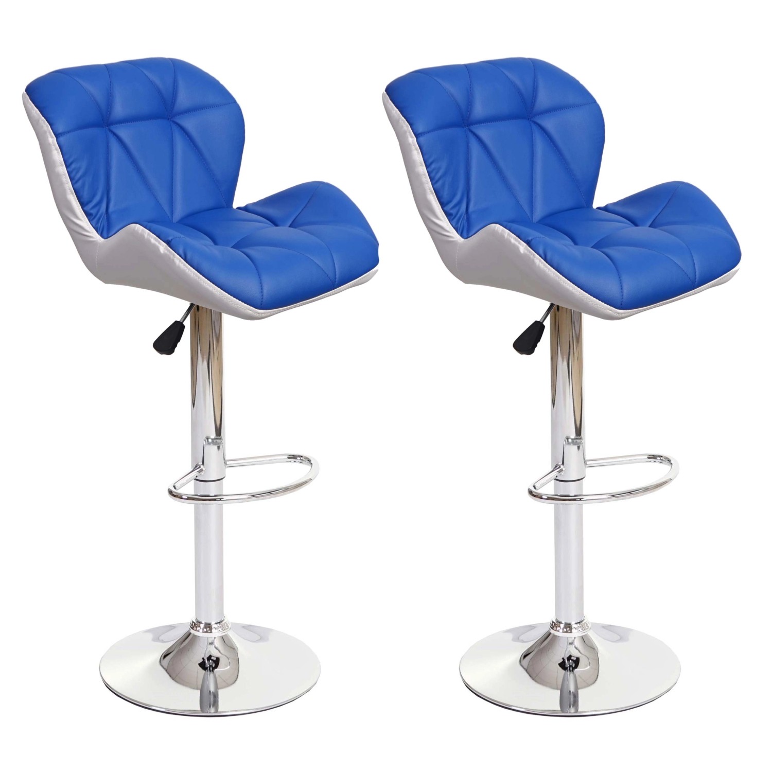 PROREGAL 2er-Set Barhocker Mit Lehne Sitzhöhe 62-83cm Höhenverstellbar Kunstleder Blau Barstuhl Tresenhocker von PROREGAL