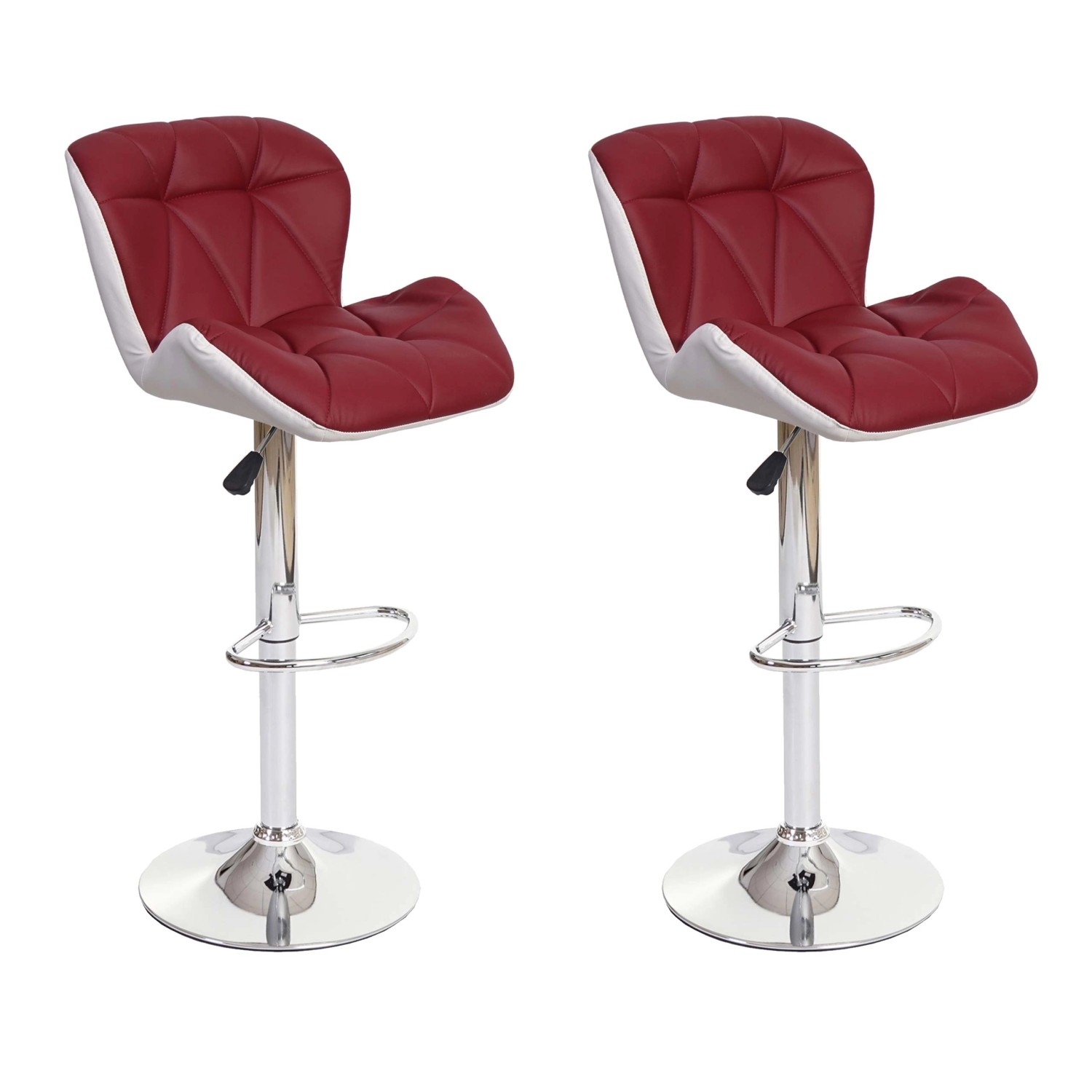 PROREGAL 2er-Set Barhocker Mit Lehne Sitzhöhe 62-83cm Höhenverstellbar Kunstleder Bordeaux Barstuhl Tresenhocker von PROREGAL