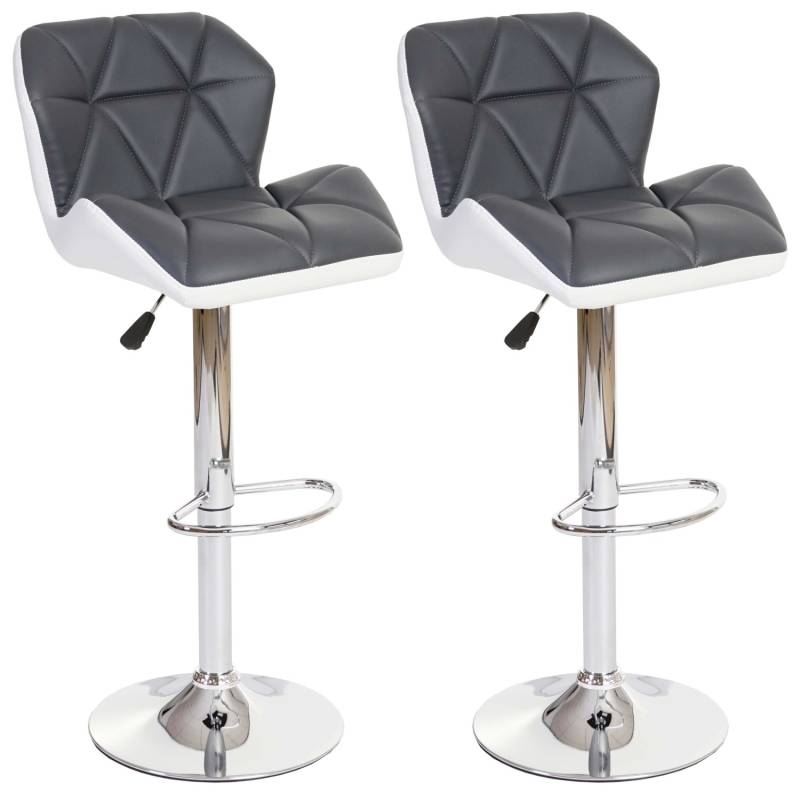 PROREGAL 2er-Set Barhocker Mit Lehne Sitzhöhe 62-83cm Höhenverstellbar Kunstleder Grau Barstuhl Tresenhocker von PROREGAL