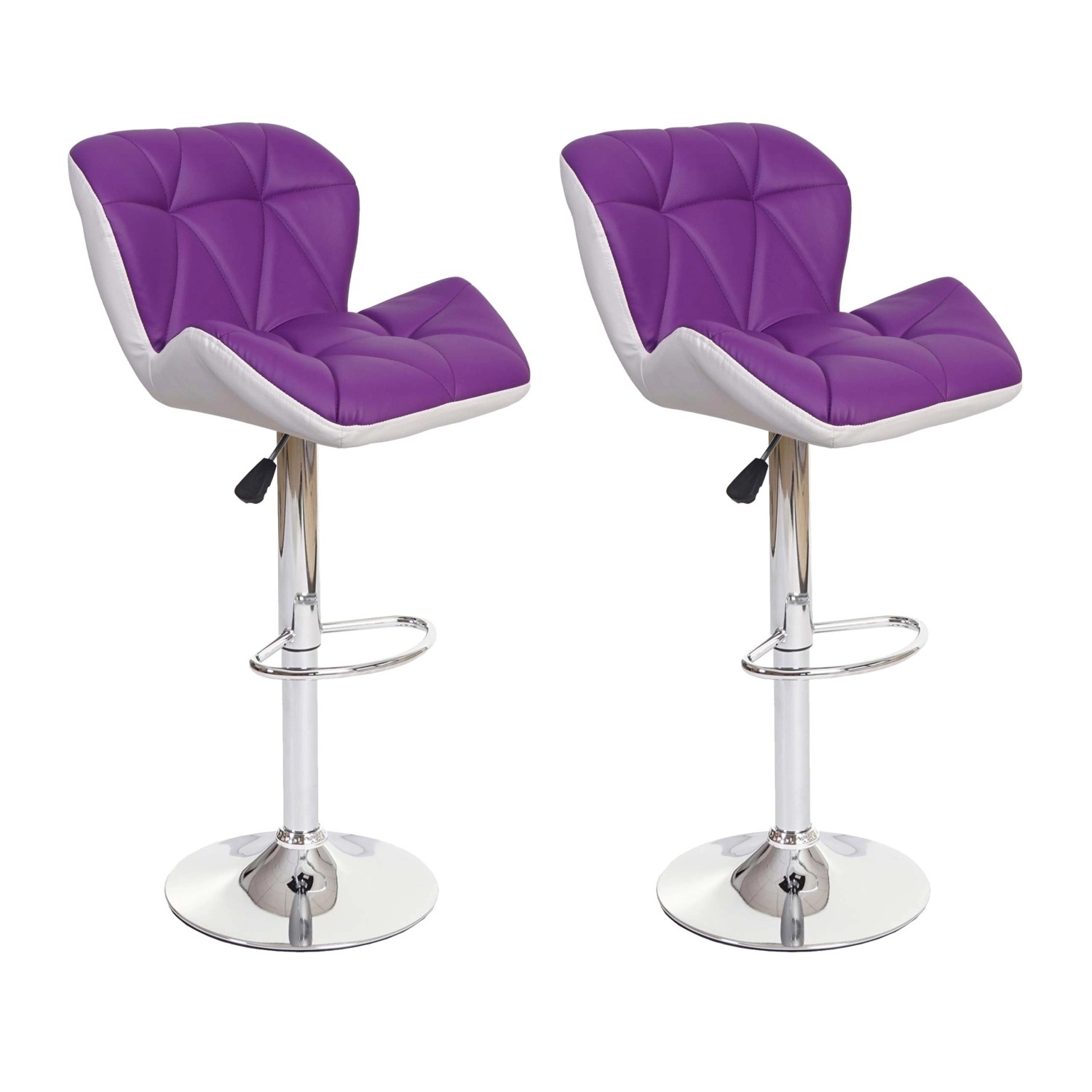 PROREGAL 2er-Set Barhocker Mit Lehne Sitzhöhe 62-83cm Höhenverstellbar Kunstleder Lila Barstuhl Tresenhocker von PROREGAL