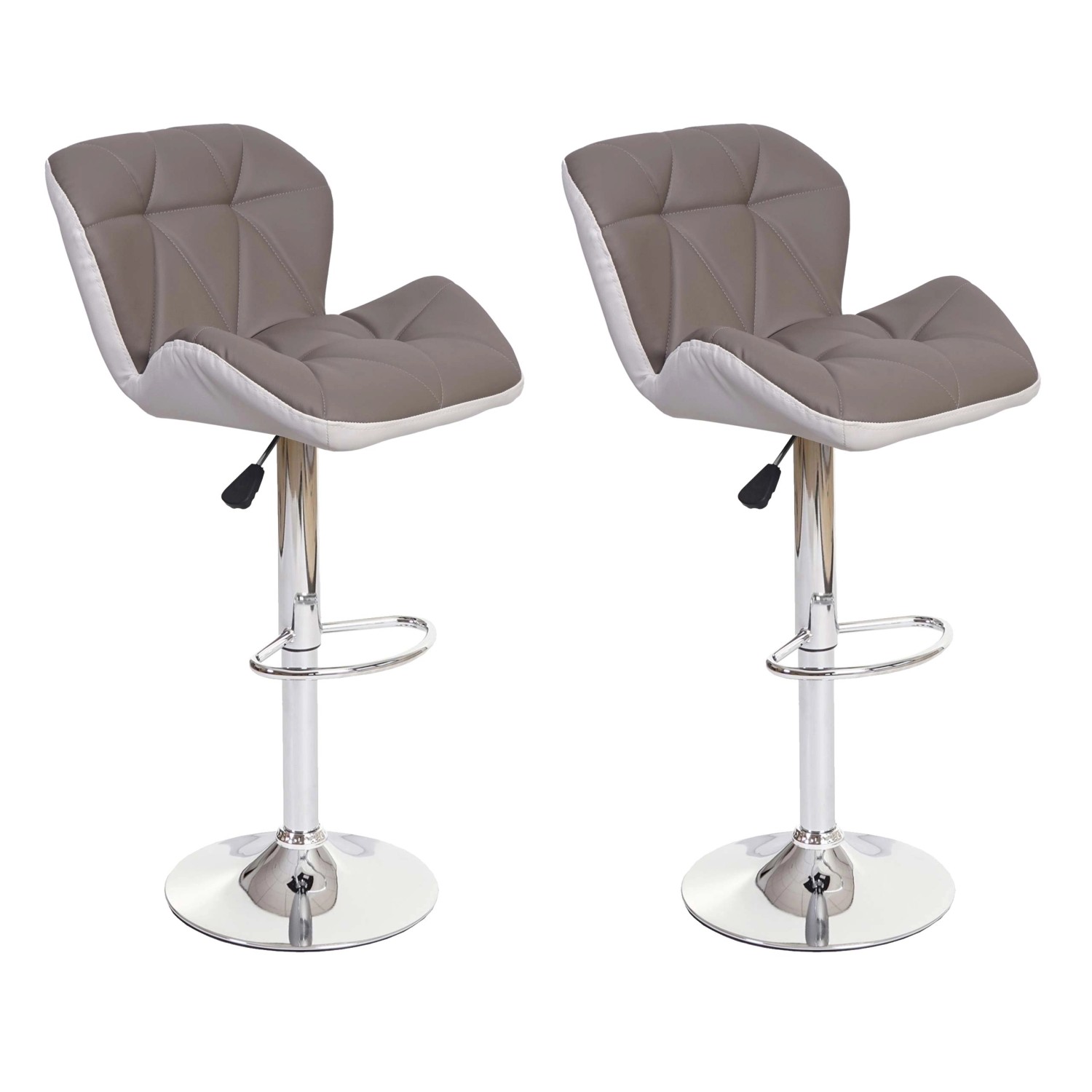 PROREGAL 2er-Set Barhocker Mit Lehne Sitzhöhe 62-83cm Höhenverstellbar Kunstleder Taupe-Grau Barstuhl Tresenhocker von PROREGAL