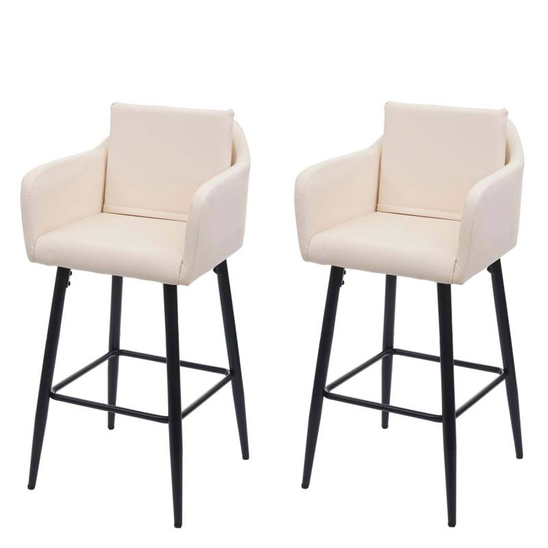 PROREGAL 2er-Set Barhocker Mit Lehne Sitzhöhe 74cm Fußablage Metall Kunstleder Creme-Beige Barstuhl Tresenhocker von PROREGAL