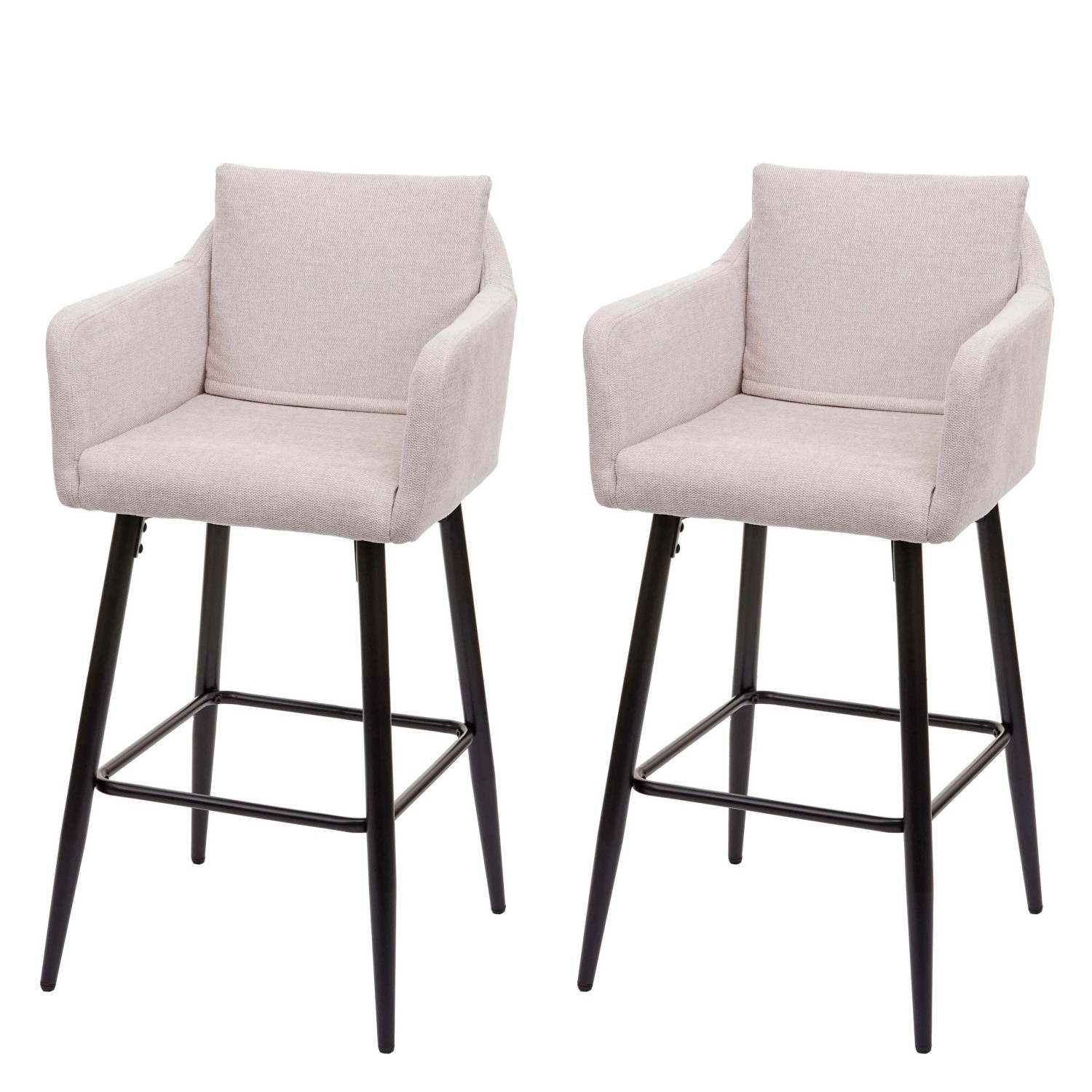 PROREGAL 2er-Set Barhocker Mit Lehne Sitzhöhe 74cm Fußablage Metall Stoff/Textil Creme-Beige Barstuhl Tresenhocker von PROREGAL