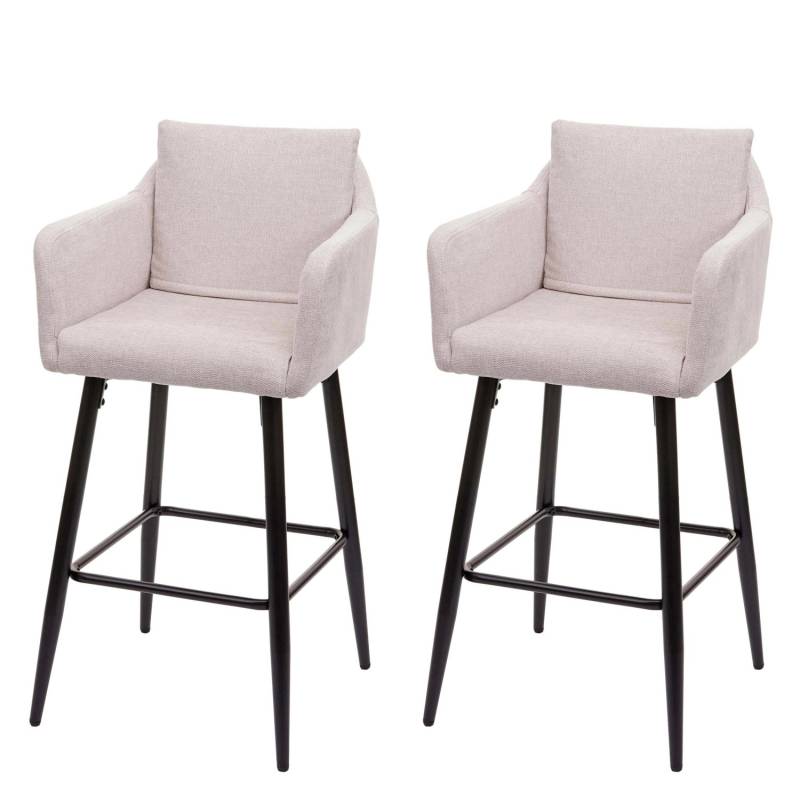 PROREGAL 2er-Set Barhocker Mit Lehne Sitzhöhe 74cm Fußablage Metall Stoff/Textil Creme-Beige Barstuhl Tresenhocker von PROREGAL