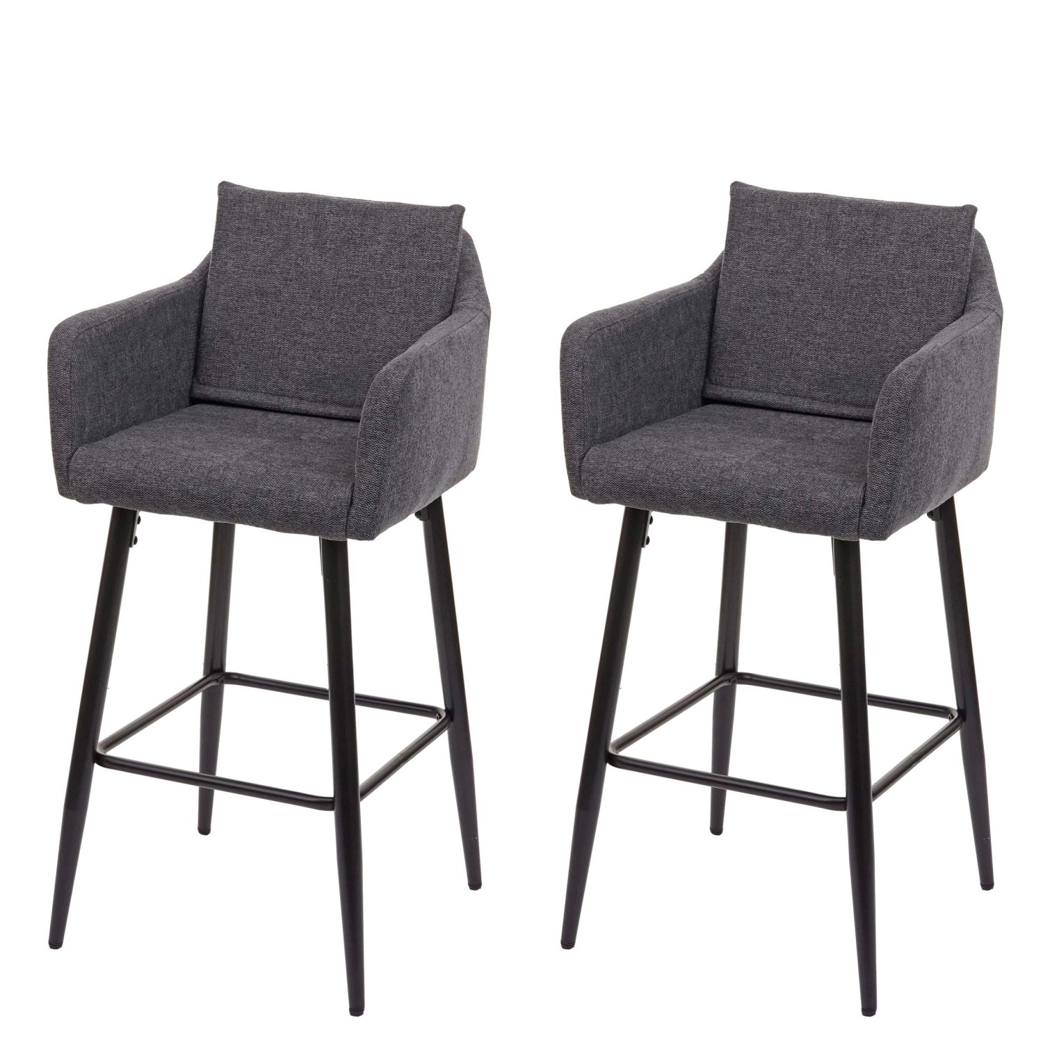 PROREGAL 2er-Set Barhocker Mit Lehne Sitzhöhe 74cm Fußablage Metall Stoff/Textil Dunkelgrau Barstuhl Tresenhocker von PROREGAL