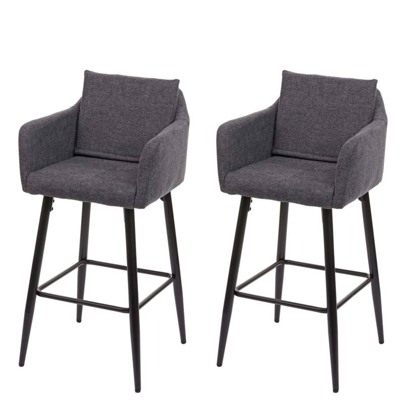 PROREGAL 2er-Set Barhocker Mit Lehne Sitzhöhe 74cm Fußablage Metall Stoff/Textil Dunkelgrau Barstuhl Tresenhocker von PROREGAL