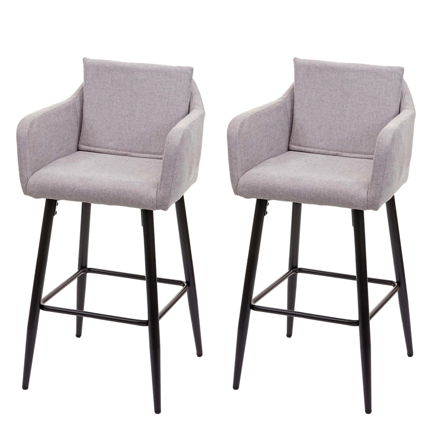 PROREGAL 2er-Set Barhocker Mit Lehne Sitzhöhe 74cm Fußablage Metall Stoff/Textil Hellgrau Barstuhl Tresenhocker von PROREGAL