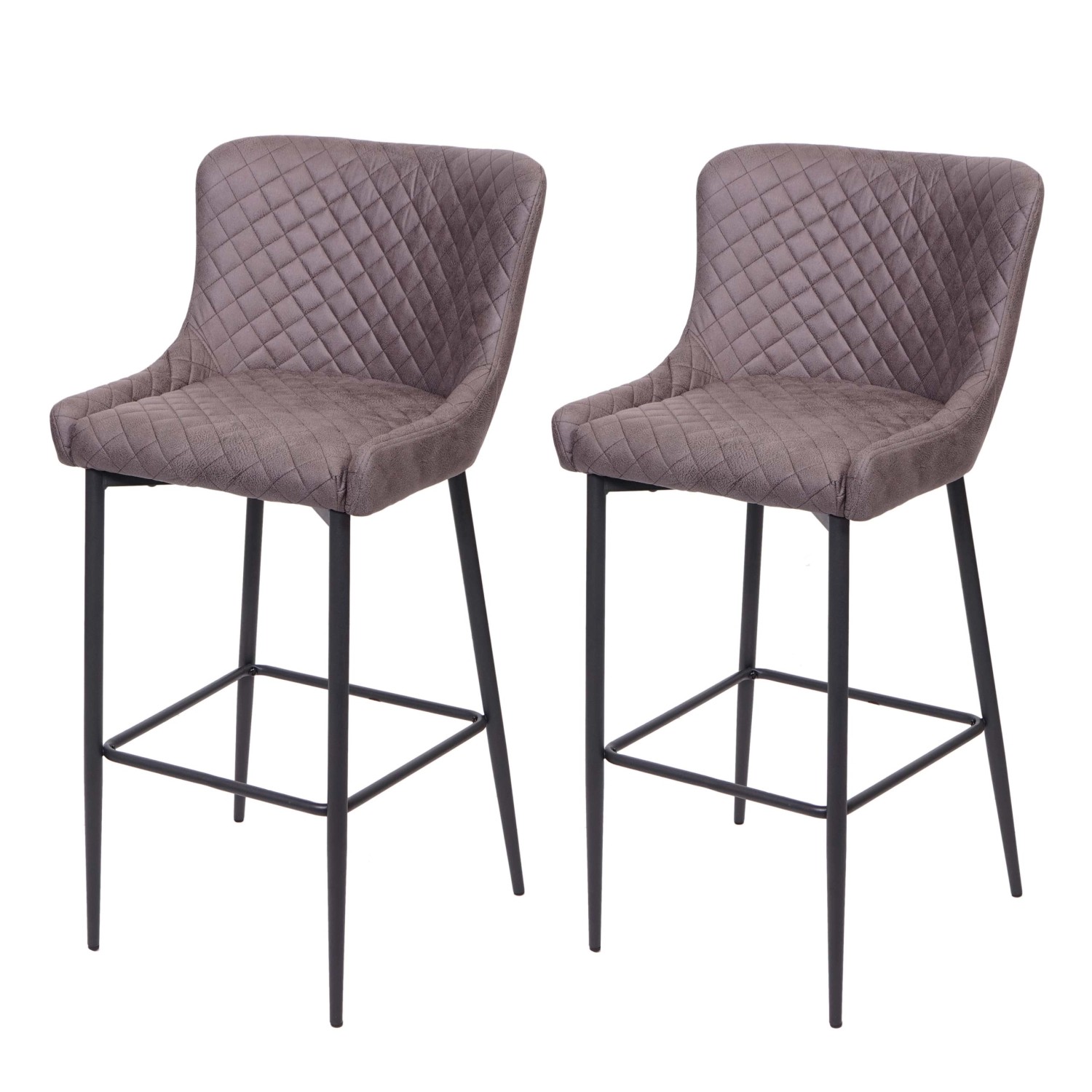 PROREGAL 2er-Set Barhocker Mit Lehne Sitzhöhe 75cm Vintage Metall Fußablage Stoff/Textil Dunkelgrau Barstuhl Tresenhocker von PROREGAL