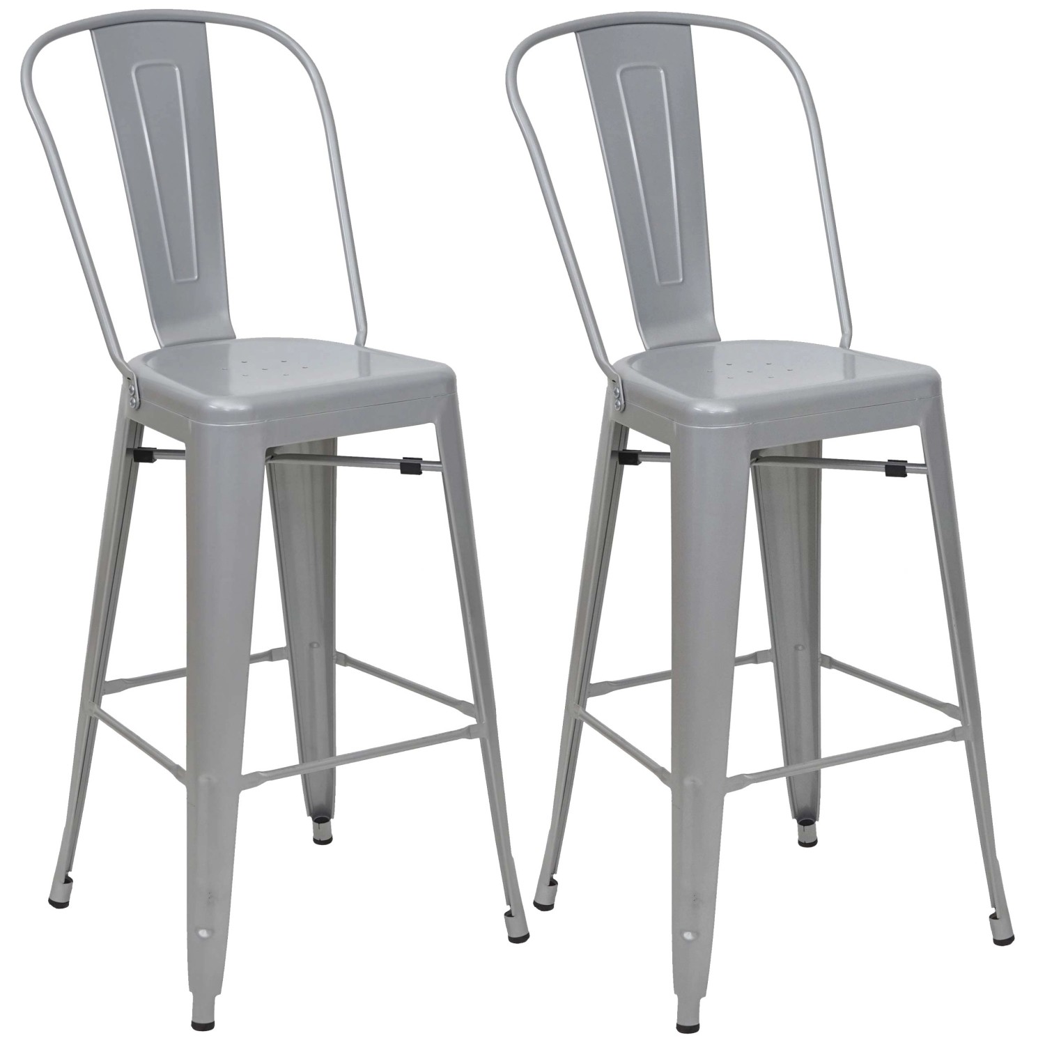 PROREGAL 2er-Set Barhocker Mit Lehne Sitzhöhe 77cm Metall Industriedesign Grau Barstuhl Tresenhocker Mit Lehne von PROREGAL