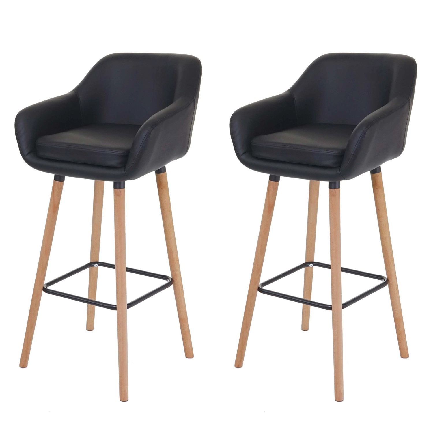 PROREGAL 2er-Set Barhocker Oslo Mit Lehne Sitzhöhe 79cm Kunstleder Schwarz Barstuhl Tresenhocker von PROREGAL