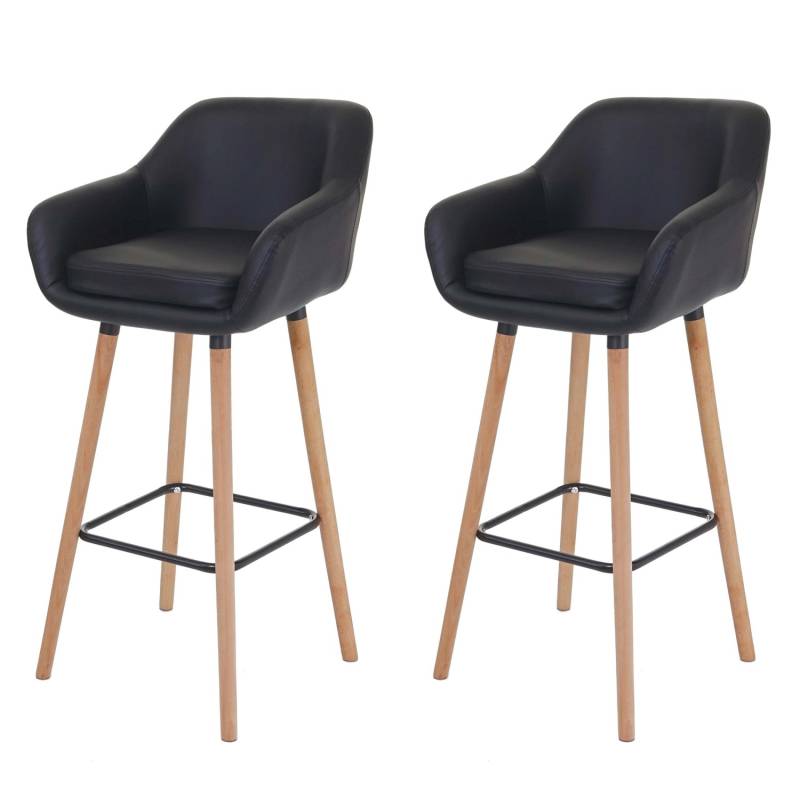 PROREGAL 2er-Set Barhocker Oslo Mit Lehne Sitzhöhe 79cm Kunstleder Schwarz Barstuhl Tresenhocker von PROREGAL
