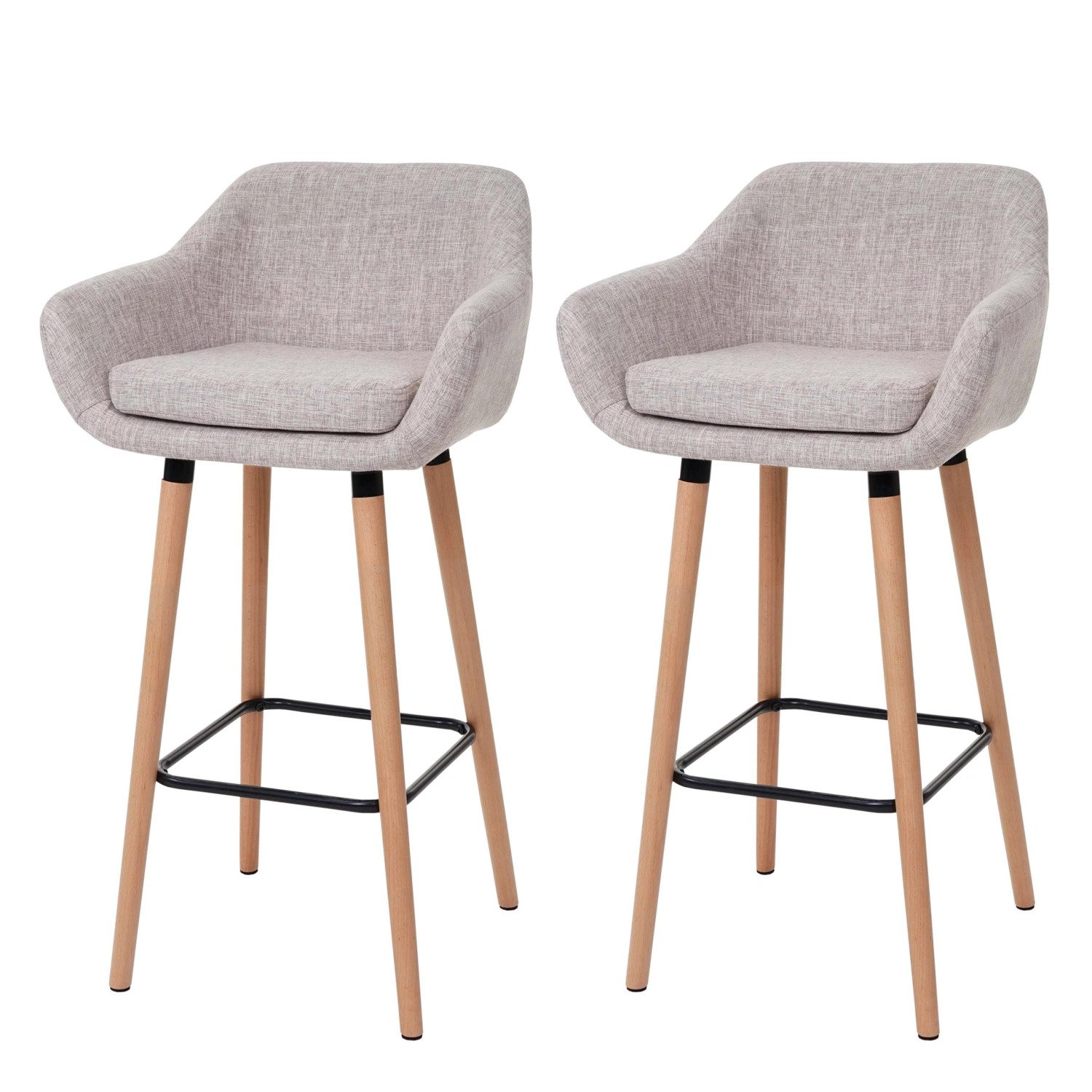 PROREGAL 2er-Set Barhocker Oslo Mit Lehne Sitzhöhe 79cm Textil Creme Grau Barstuhl Tresenhocker von PROREGAL
