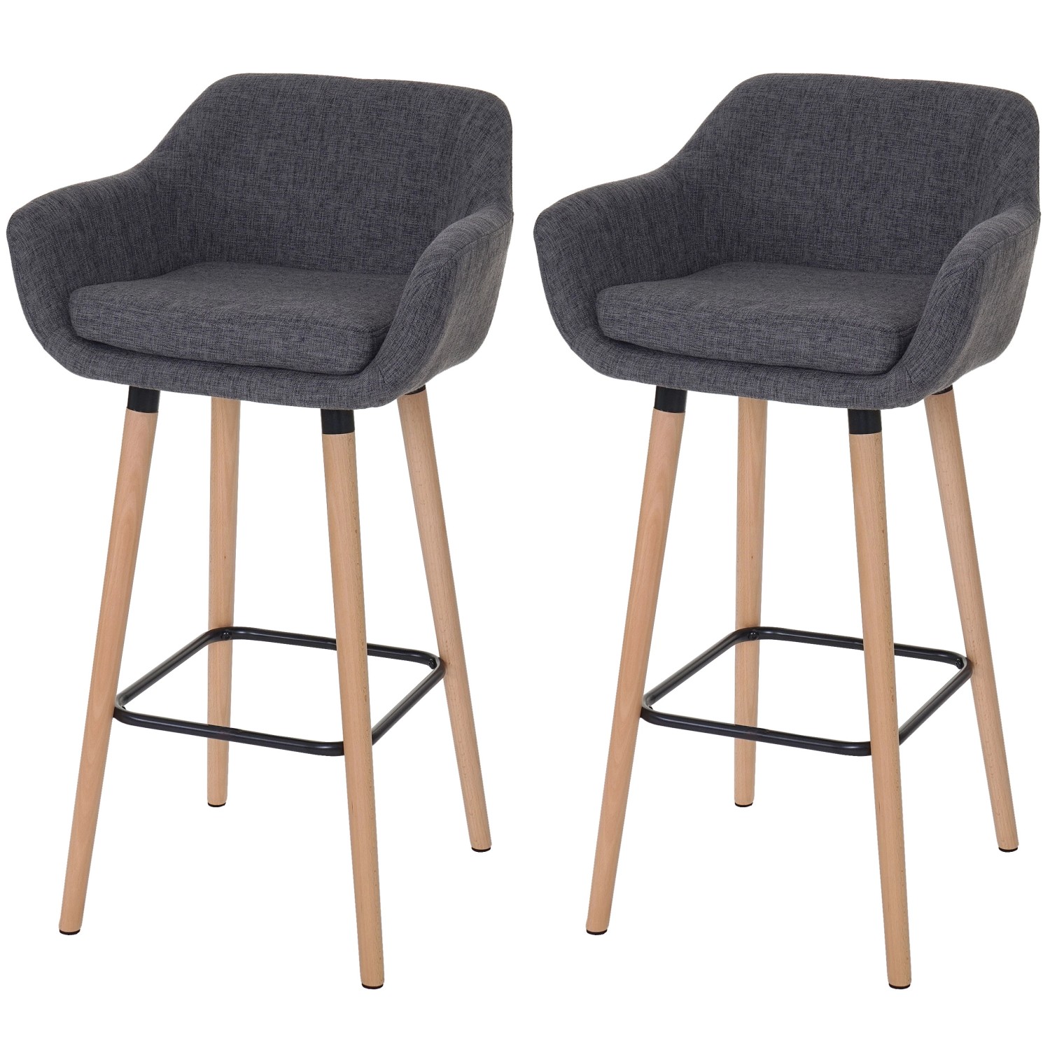 PROREGAL 2er-Set Barhocker Oslo Mit Lehne Sitzhöhe 79cm Textil Grau Barstuhl Tresenhocker von PROREGAL