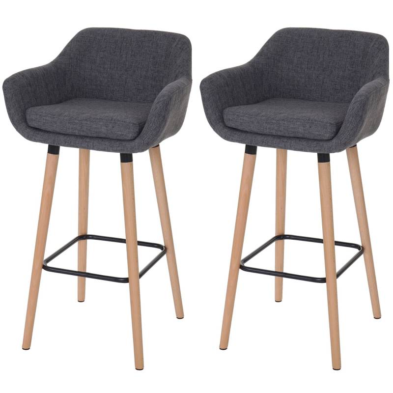 PROREGAL 2er-Set Barhocker Oslo Mit Lehne Sitzhöhe 79cm Textil Grau Barstuhl Tresenhocker von PROREGAL