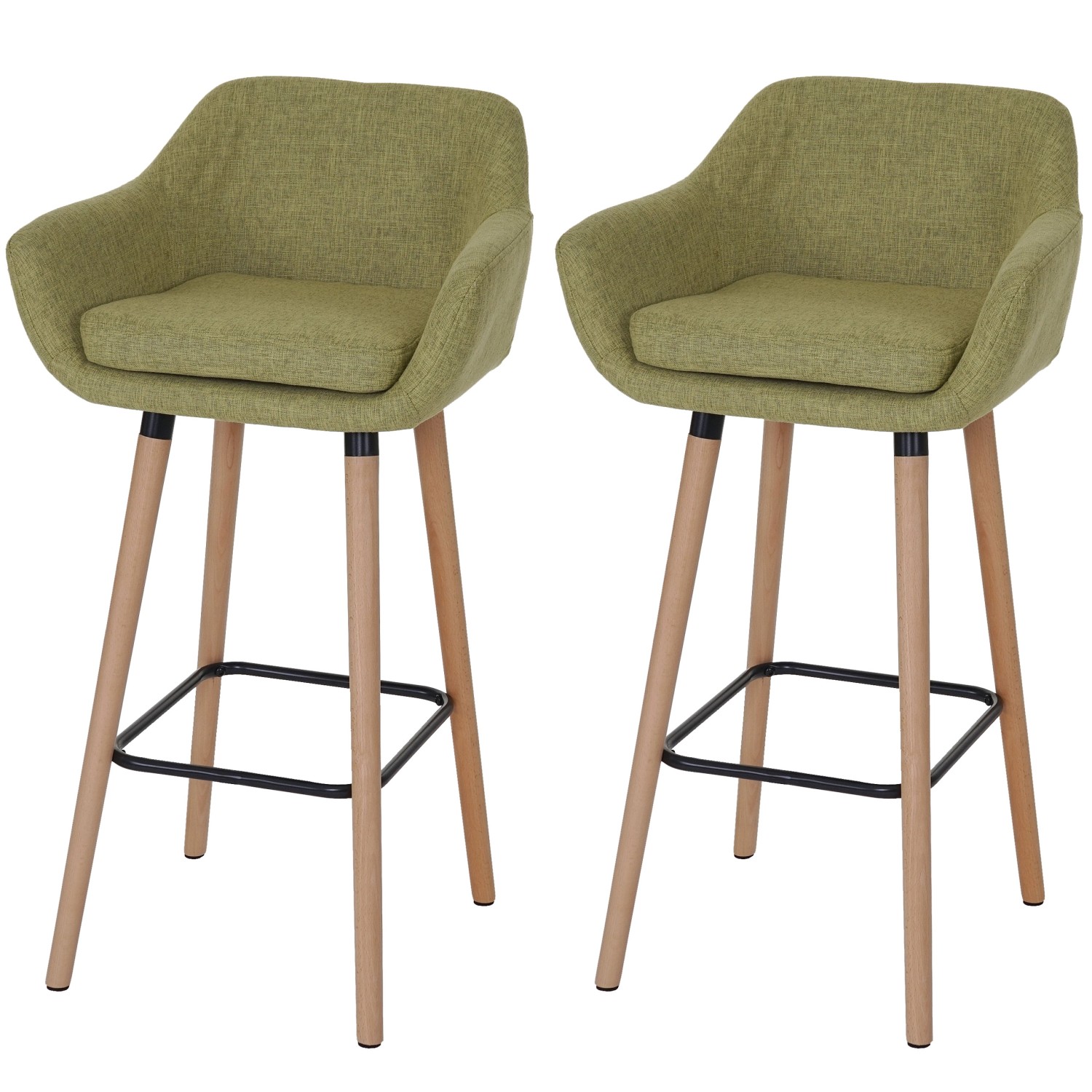 PROREGAL 2er-Set Barhocker Oslo Mit Lehne Sitzhöhe 79cm Textil Hellgrün Barstuhl Tresenhocker von PROREGAL