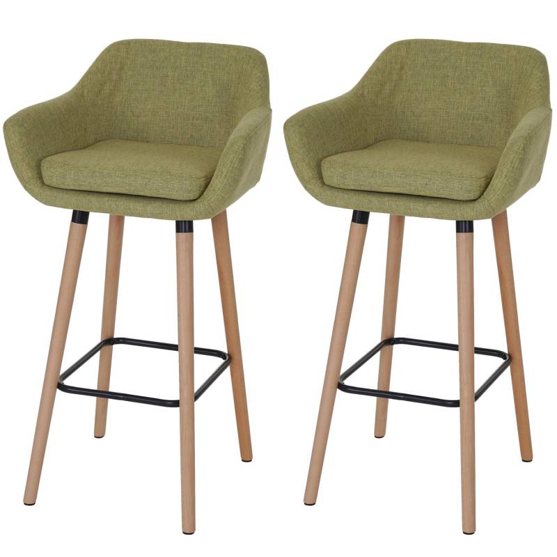 PROREGAL 2er-Set Barhocker Oslo Mit Lehne Sitzhöhe 79cm Textil Hellgrün Barstuhl Tresenhocker von PROREGAL