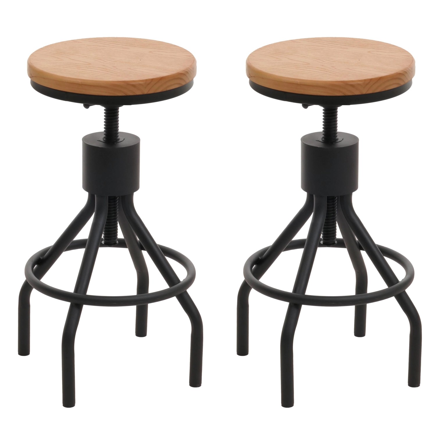 PROREGAL 2er-Set Barhocker Sitzhöhe 59-80cm Höhenverstellbar Drehbar Fußablage Industrial Metall Massiv-Holz Natur Barstuhl PROREGAL 2er-Set Barhocker Sitzhöhe 59-80cm Höhenverstellbar Drehbar Fußablage Industrial Metall Massiv-Holz Natur Barstuhl von PROREGAL